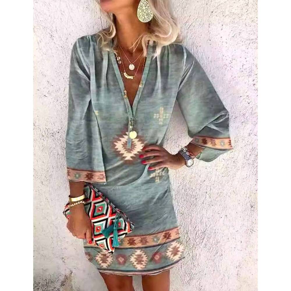 NEW EL PASO SADDLEBLANKET southwest summer midi dress in blue multi